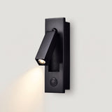 Flush mount LED reading wall sconce in matt black with adjustable spot arm