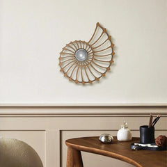 Shell wall light in a quiet reading corner
