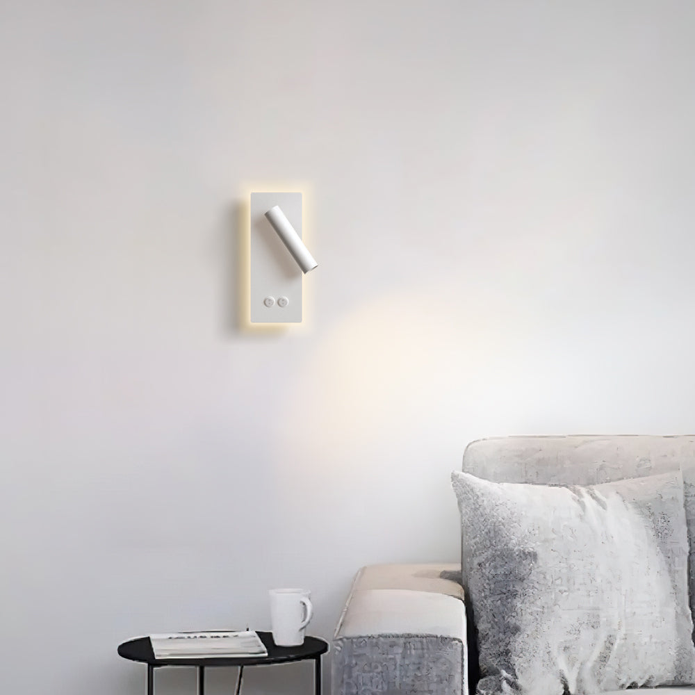 Aluminium bedside wall light in a matte finish, front view
