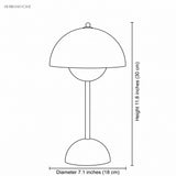 Dimension diagram: rechargeable LED table lamp, height 11.8 inches, diameter 7.1 inches