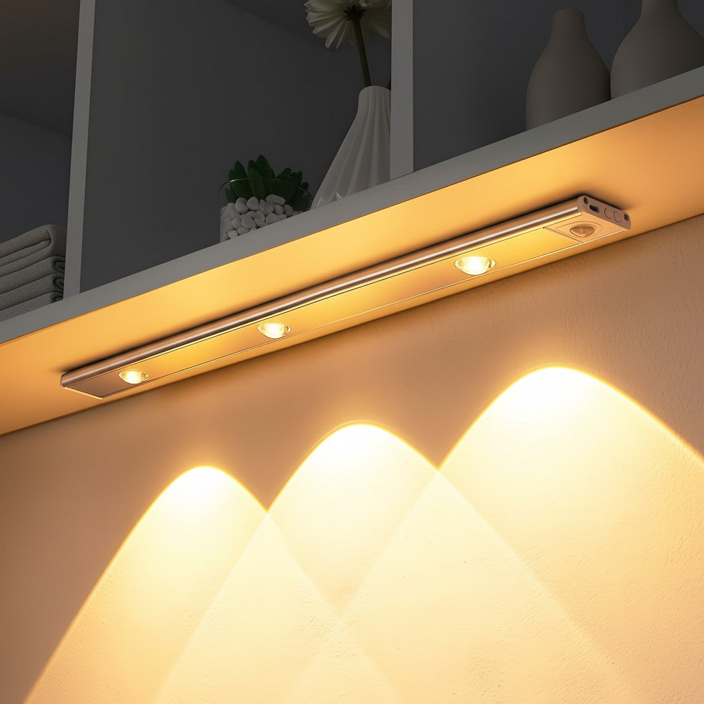 Magnetic rechargeable LED under cabinet light bar close detail view 2