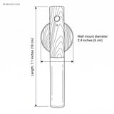 Line drawing showing 7.1 in body length and 2.4 in wall mount