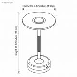Outline drawing giving lamp diameter 5.12 inches and height 11.02 inches