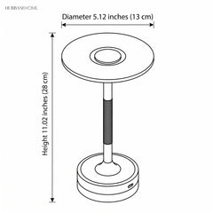 Outline drawing giving lamp diameter 5.12 inches and height 11.02 inches