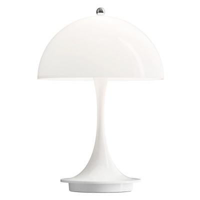 White panthella rechargeable table lamp with sculptural modern design