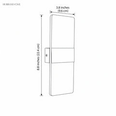 Line drawing of the acrylic panel wall light with size labels
