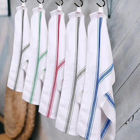 red stripe tea towel