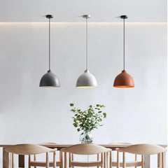 Terracotta resin dome pendant light with an iron ceiling fitting, view 3
