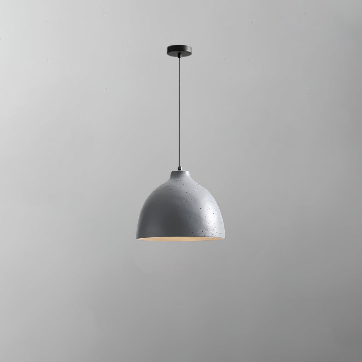 Matte speckled resin dome pendant light in a white finish, view 7