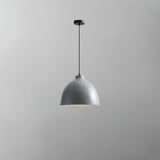 Matte speckled resin dome pendant light in a white finish, view 7