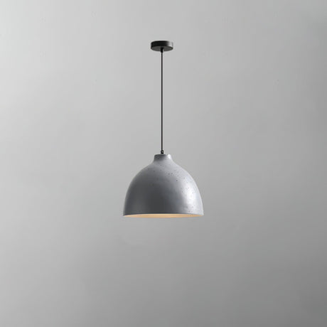 Matte speckled resin dome pendant light in a white finish, view 7