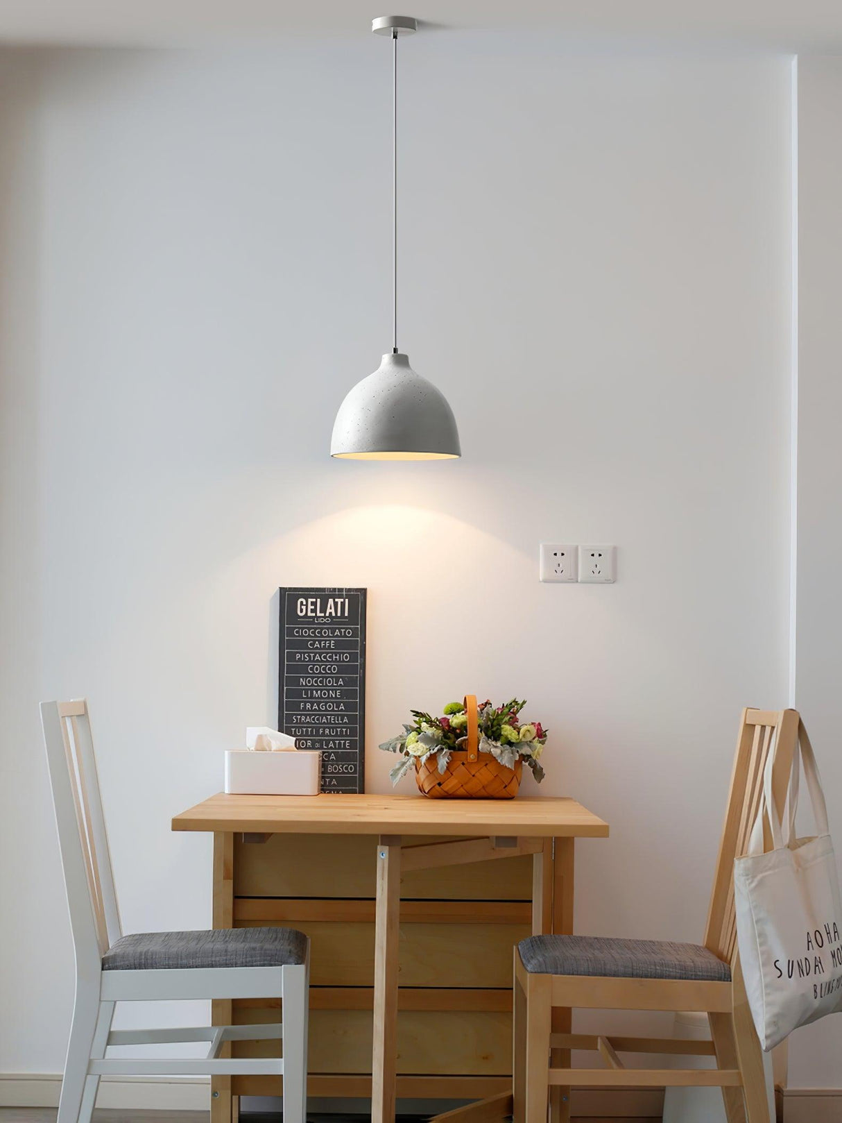 Terracotta resin dome pendant light with an iron ceiling fitting, view 9