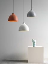 Terracotta resin dome pendant light with an iron ceiling fitting, view 15