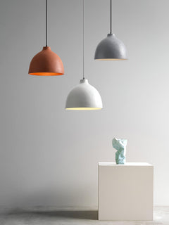 Terracotta resin dome pendant light with an iron ceiling fitting, view 15