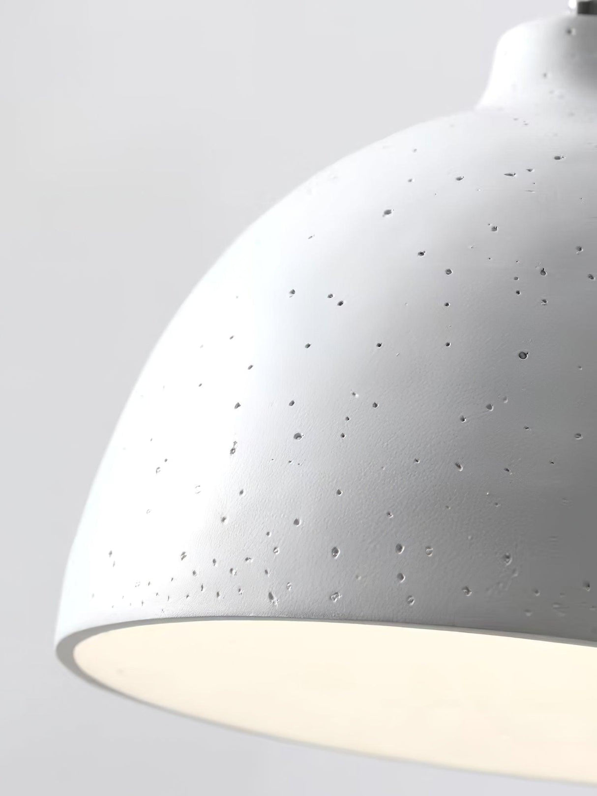 Matte speckled resin dome pendant light in a white finish, view 19