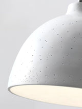 Matte speckled resin dome pendant light in a white finish, view 19
