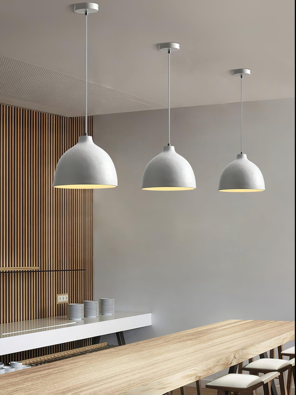 Matte dome pendant light with an adjustable 59 inch cable drop, view 23