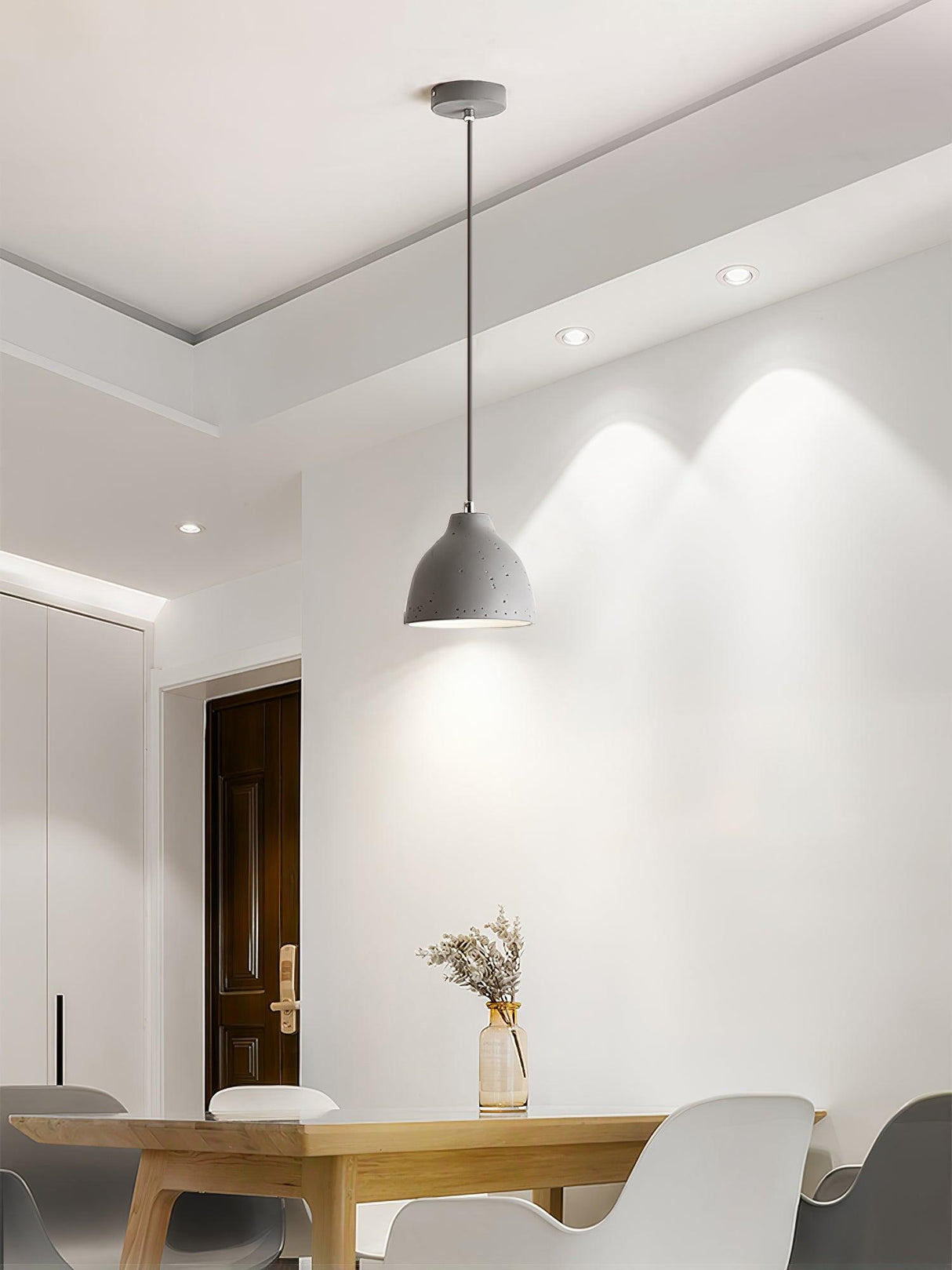Matte dome pendant light with an adjustable 59 inch cable drop, view 29