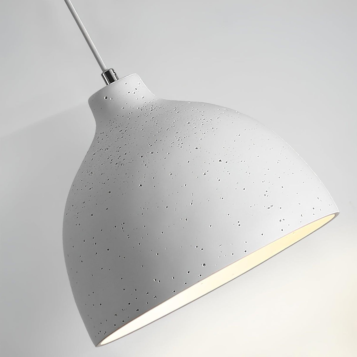 Matte speckled resin dome pendant light in a white finish, view 31