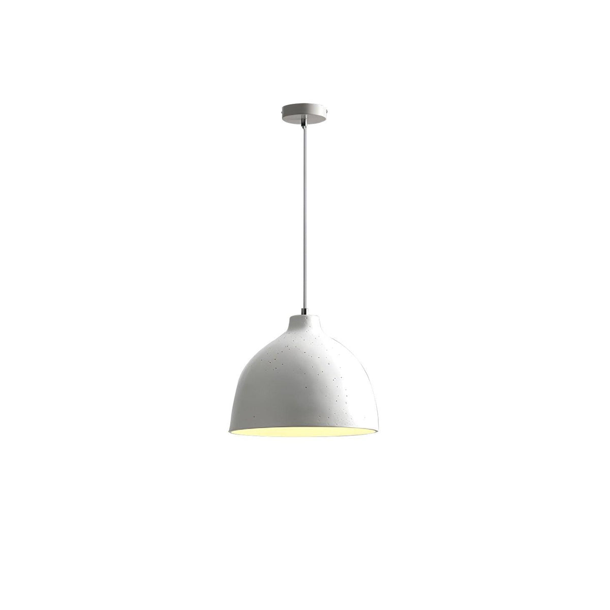 Matte speckled resin dome pendant light in a white finish, view 37