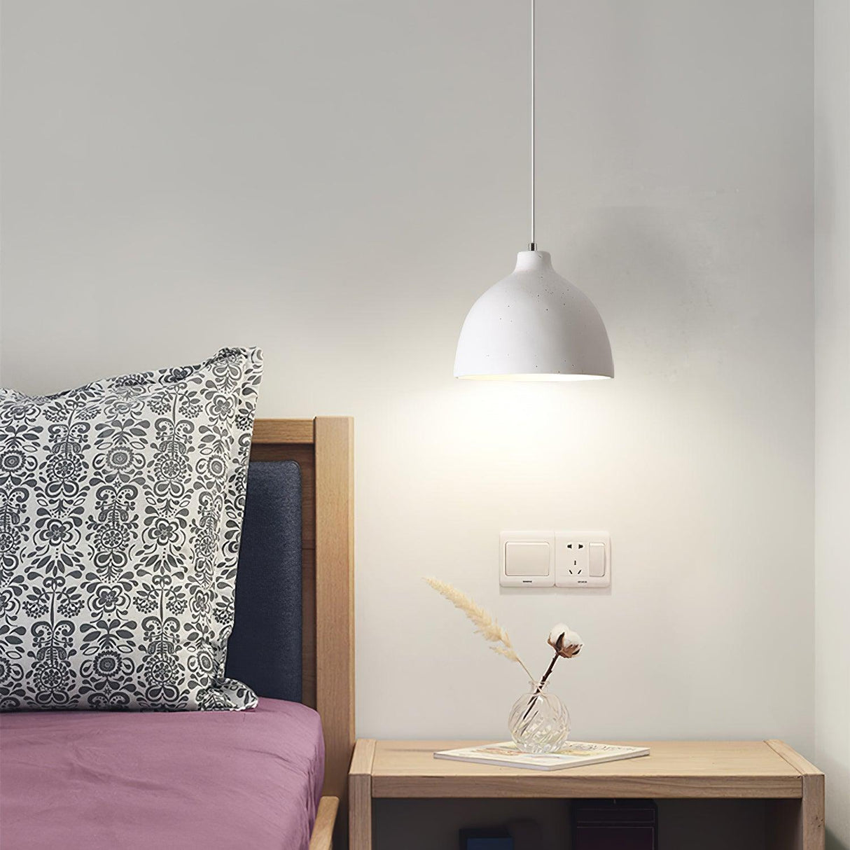 Matte dome pendant light with an adjustable 59 inch cable drop, view 41