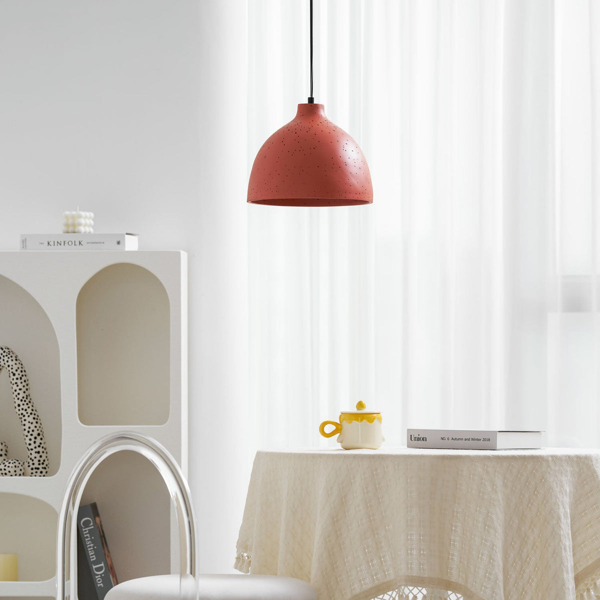 Speckled resin dome shade pendant for kitchen island lighting, view 60