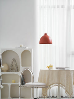 Matte speckled resin dome pendant light in a white finish, view 61