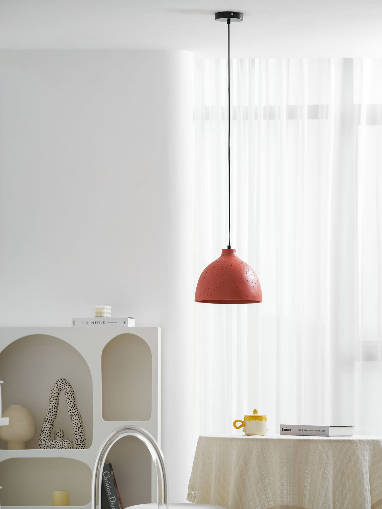 Deep dome pendant shade in grey speckled moulded resin, view 62