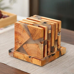 Resin Drink Coasters - Durable Wooden Mats for Stylish Beer Protection - Wooden Drink Coasters - Hurbane Home