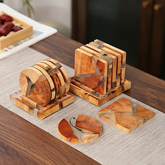 Resin Drink Coasters - Durable Wooden Mats for Stylish Beer Protection - Wooden Drink Coasters - Hurbane Home