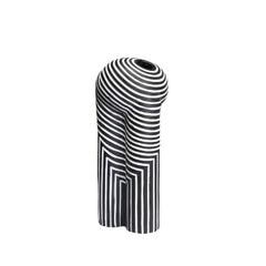 Resin Vase – Black and White Striped Modern Abstract Geometry Decor - Hurbane Home
