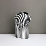 Resin Vase – Black and White Striped Modern Abstract Geometry Decor - Hurbane Home