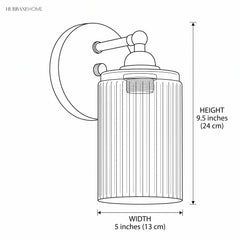 Drawing showing sconce width 5 inches and height 9.5 inches