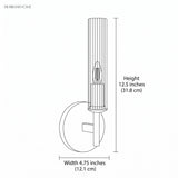 Drawing showing sconce width 4.75 inches and height 12.5 inches