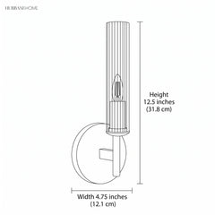 Drawing showing sconce width 4.75 inches and height 12.5 inches