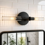 Ribbed glass tube farmhouse wall sconce colour option view 3