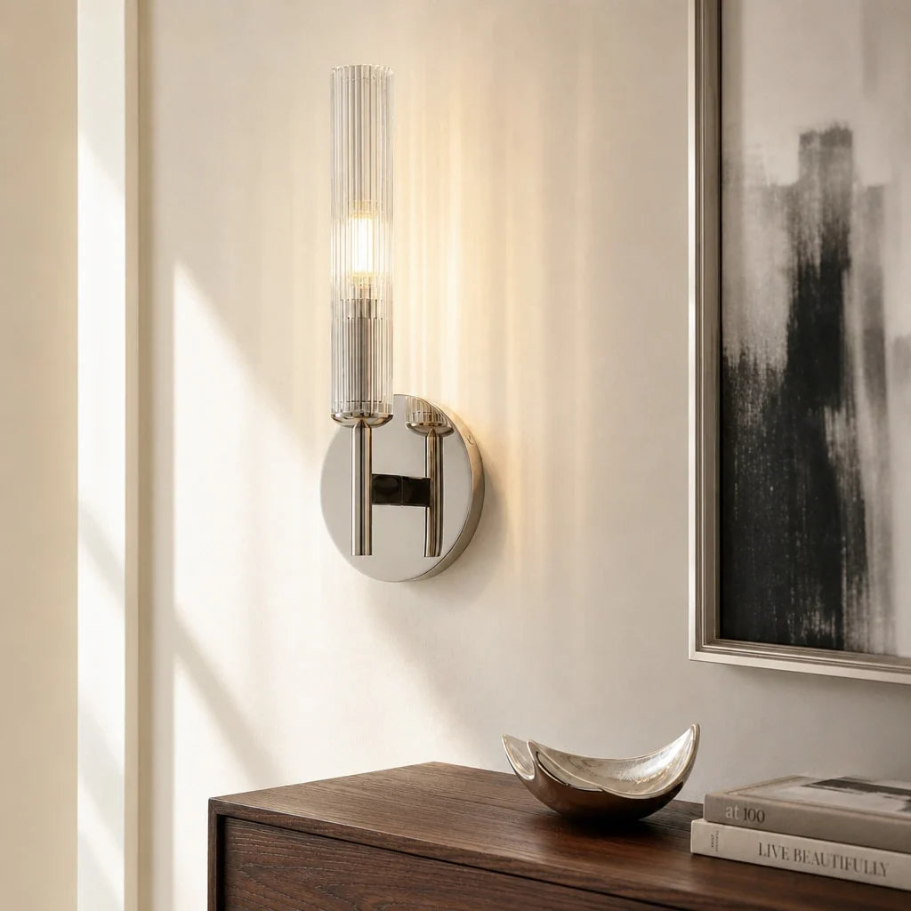 Ribbed glass tube farmhouse wall sconce further product image 4