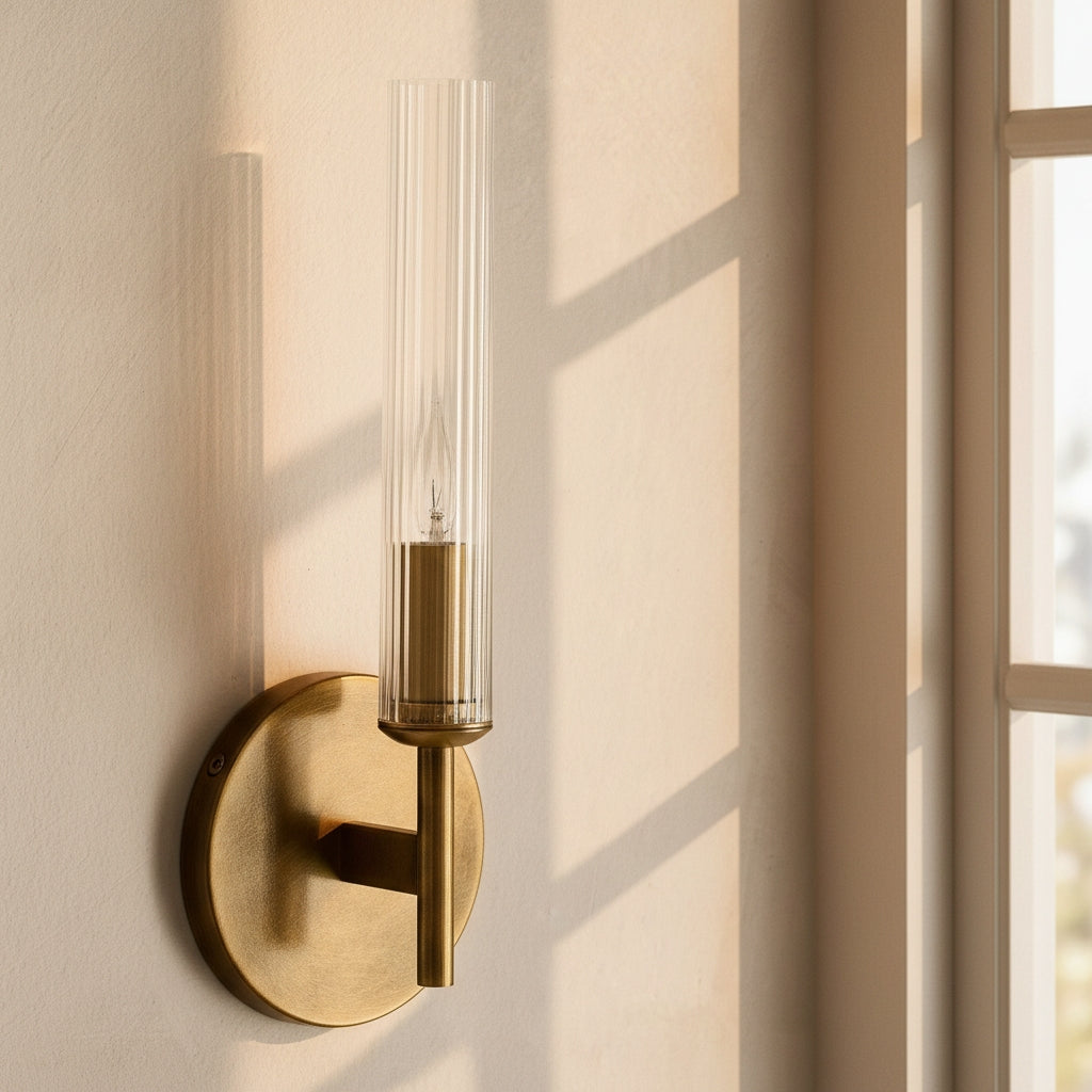 Ribbed glass tube farmhouse wall sconce further product image 10