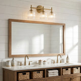Ribbed glass bathroom vanity sconce detail view 5 showing finish and construction