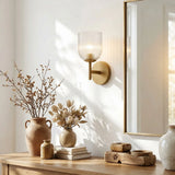 Ribbed glass bathroom vanity sconce detail view 6 showing finish and construction