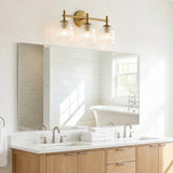 Ribbed glass bathroom vanity sconce detail view 8 showing finish and construction