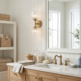 Ribbed glass bathroom vanity sconce detail view 12 showing finish and construction