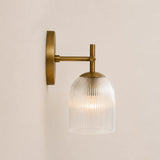 Ribbed glass bathroom vanity sconce detail view 17 showing finish and construction