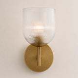 Ribbed glass bathroom vanity sconce detail view 20 showing finish and construction
