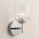 Ribbed glass bathroom vanity sconce detail view 22 showing finish and construction