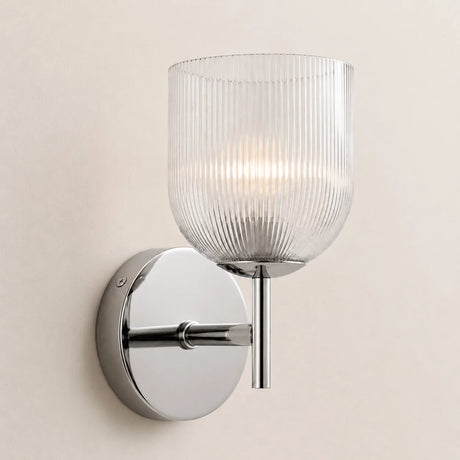 Ribbed glass bathroom vanity sconce detail view 22 showing finish and construction