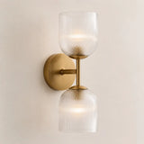 Ribbed glass bathroom vanity sconce detail view 23 showing finish and construction