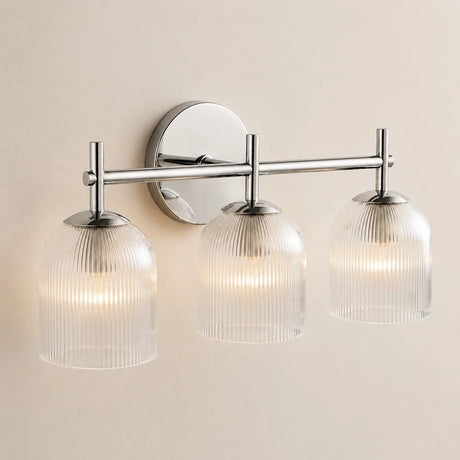 Ribbed glass bathroom vanity sconce detail view 24 showing finish and construction
