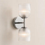 Ribbed glass bathroom vanity sconce detail view 25 showing finish and construction