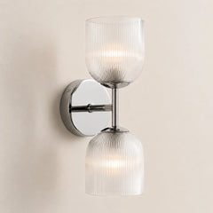 Ribbed glass bathroom vanity sconce detail view 25 showing finish and construction